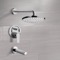 Chrome Tub and Shower Faucet Set With Rain Shower Head